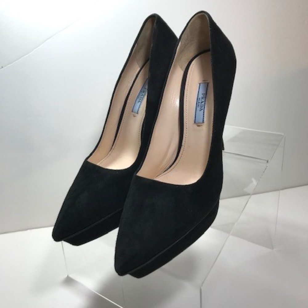 PRADA Black Pointed-Toe Island Platforms (size 9B)